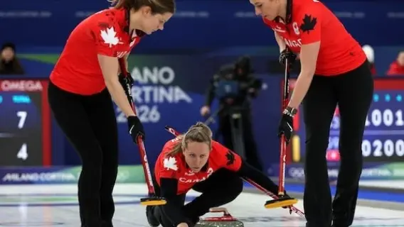 USA women's curling team celebrates victory over Canada